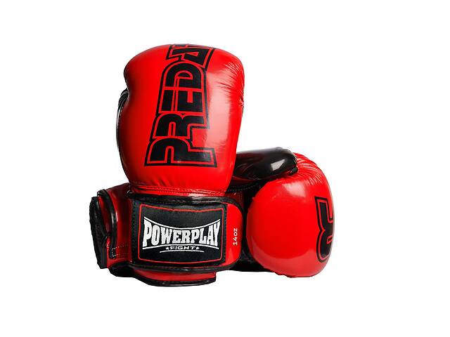 Боксерские перчатки PowerPlay 3017 Predator Красные карбон 16 унций