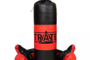 Боксерский набор Груша и перчатки 40 см красно-черный Strateg (2074)