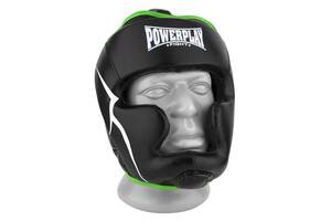 Боксерский шлем тренировочный PowerPlay 3100 PU Черно-зеленый S