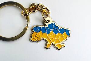 Брелок Мапа України Жовто-блакитна (позолота)