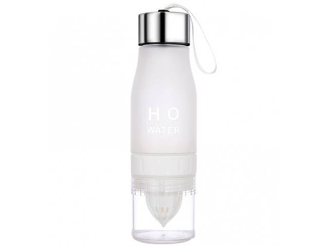 Бутылка для воды и напитков H2O Water Bottle с соковыжималкой 650 мл белая SKL118-187052