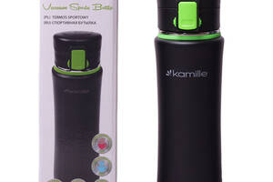 Бутылка из нержавеющей стали для спорта Kamille 500 мл Black/green (KL225307)