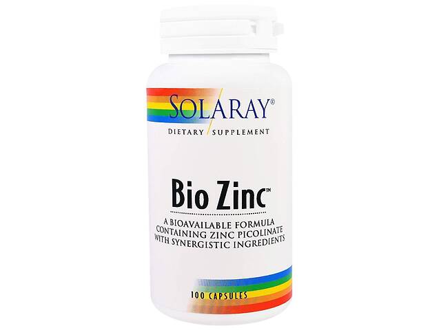 Био цинк, Solaray, Bio Zinc, 100 капсул (20108)