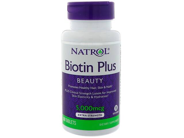 Биотин с лютеином Natrol 60 таблеток (24693)
