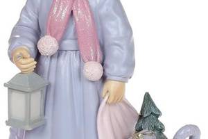 Декоративная статуэтка 'Девочка с Подарками' 20см, полистоун, голубой с розовым