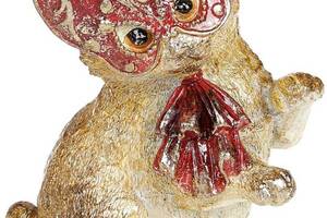 Декоративная статуэтка 'Кошечка на маскараде' 13х10.5х16см, в красной маске