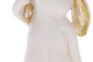 Декоративная статуэтка 'Кролик с грибом' 12х10х28.5см, полистоун, белый с золотом
