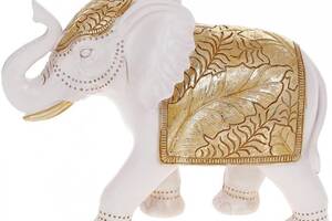 Декоративная статуэтка 'Слон' 20.5х8.5х17см, полистоун, белый с золотом