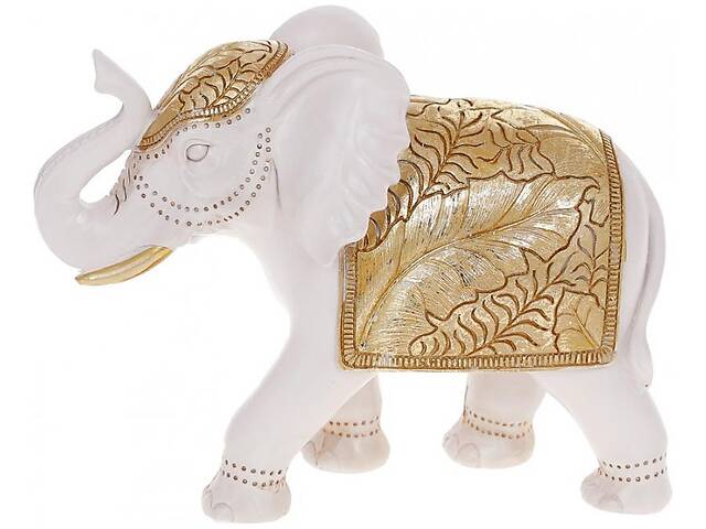 Декоративная статуэтка 'Слон' 20.5х8.5х17см, полистоун, белый с золотом