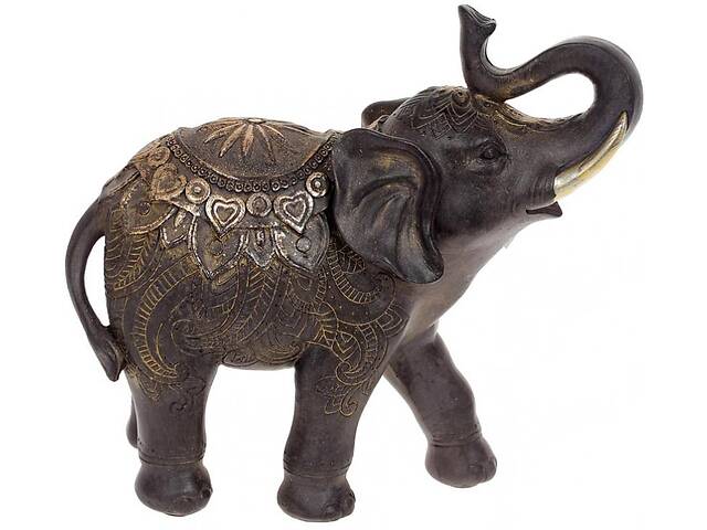 Декоративная статуэтка 'Слон' 22х9х22см, полистоун, чёрный с золотом