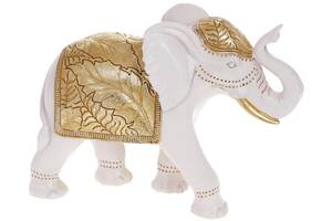 Декоративная статуэтка 'Слон' 25х9х18см, полистоун, белый с золотом