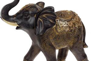 Декоративная статуэтка 'Слон' 26х11х25см, полистоун, чёрный с золотом