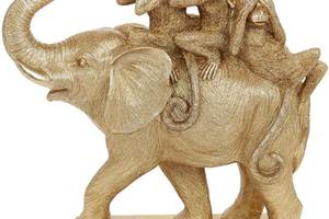 Декоративная статуэтка 'Слон и Обезьяны' 25.5х10.5х27см, полистоун, золото