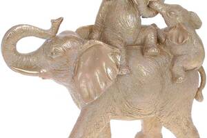 Декоративная статуэтка 'Слониха с детьми' 32х13.5х29.5см, полистоун, золото