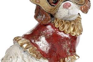 Декоративная статуэтка 'Собачка на маскараде' 14.5х12х17.5см, в красном костюмчике