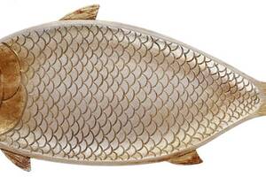 Декоративное блюдо 'Рыбка' 38.5х17х2см, полистоун, золото