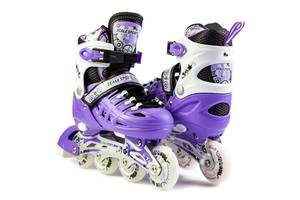 Детские раздвижные ролики 34-37 с комплектом защиты и шлемом Scale Sports Фиолетовый
