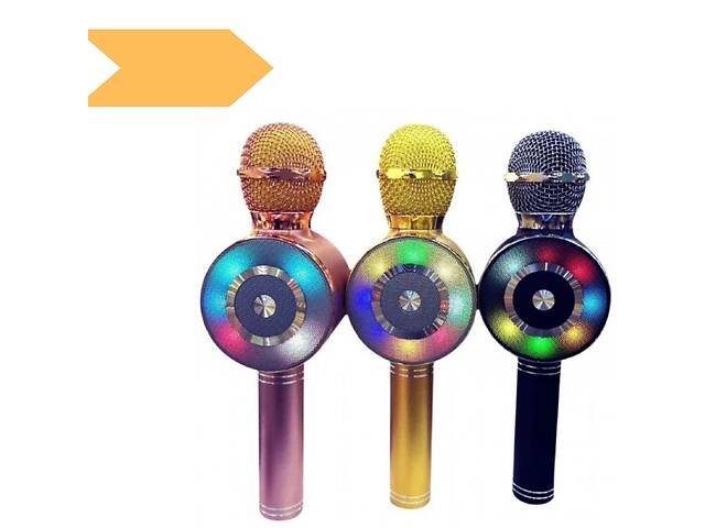 Детский микрофон с функцией караоке XPRO WS-669 черный/желтый/розовый (MER-14527_247)