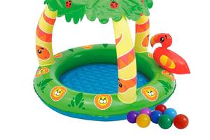 Детский надувной бассейн Bestway 52179-1 «Джунгли», 99 х 91 х 71 см, с шариками 10 шт (hub_lahd4s)