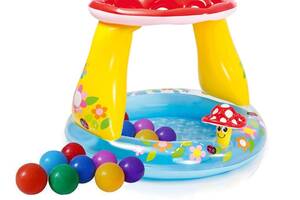 Детский надувной бассейн Intex 57114-1 «Грибочек», 102 х 89 см, с шариками 10 шт (hub_vfwiuh)