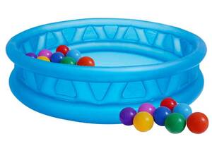 Детский надувной бассейн Intex 58431-1 «Летающая тарелка» 188 х 46 см с шариками 10шт (hub_p7nb19)