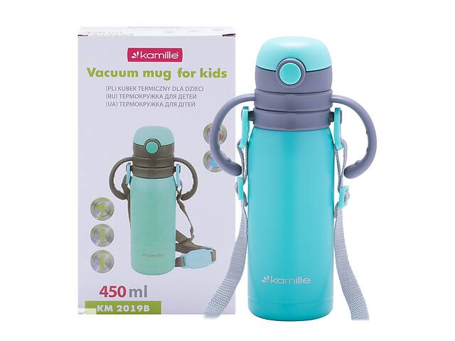 Детский turquoise термос из нержавеющей стали 450ml KL225365 Kamille