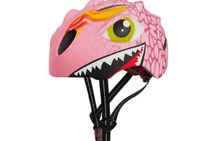 Детский защитный шлем для велосипеда A1 ONT06 Розовый Динозавр 50-54 см