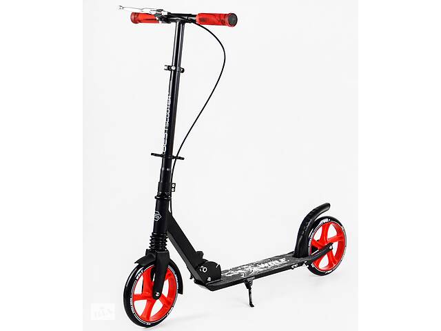 Двухколесный самокат Best Scooter WOLF колеса PU складной 1 амортизатор ручной тормоз Black and red (114193)