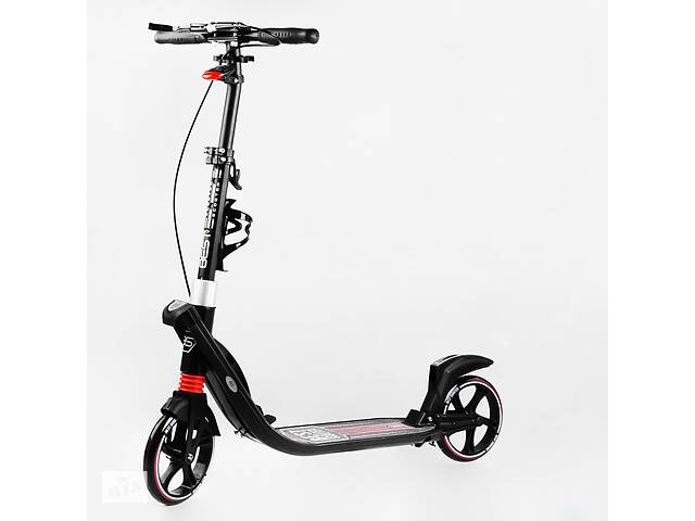 Двухколесный складной самокат фонарик 2 амортизатора Best Scooter 100 кг Black and red (114434)