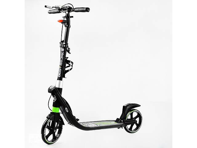 Двухколесный складной самокат фонарик 2 амортизатора Best Scooter 100 кг Black and green (114435)