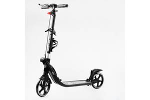 Двухколесный складной самокат фонарик 2 амортизатора Best Scooter 100 кг Black and white (114437)