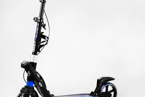 Двухколесный складной самокат фонарик 2 амортизатора Best Scooter 100 кг Black and blue (114436)