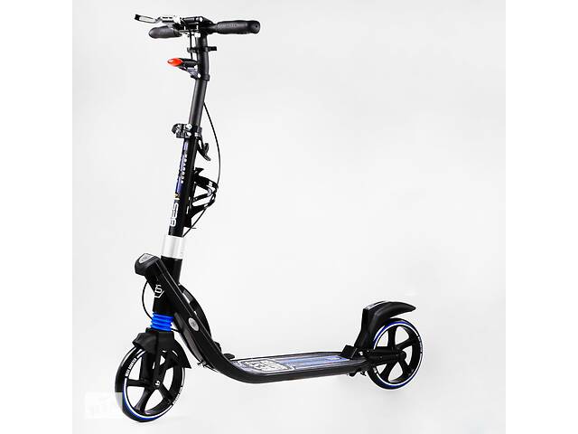 Двухколесный складной самокат фонарик 2 амортизатора Best Scooter 100 кг Black and blue (114436)