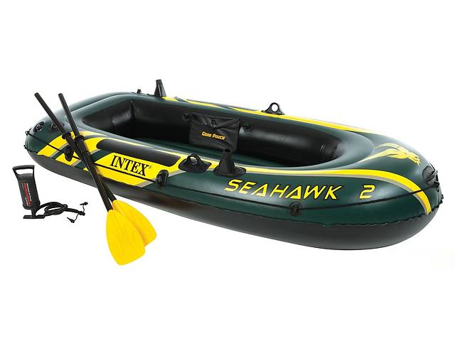 Двухместная надувная лодка Intex 68347 Seahawk 2 Set 236*114*41 см Зеленый