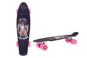Дитячий скейт, пенни борд 22' SC20402 (RL7T) Skull, PU колеса, дека 56*15 cm (Рожевий)