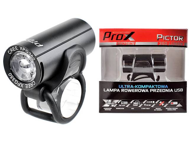 Фара передня ProX Pictor Cree 350 Lm USB Чорний (A-O-B-P-0345)