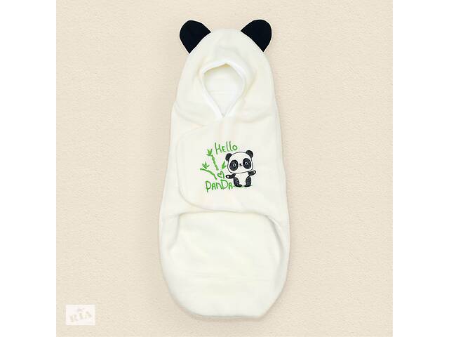 Флисовый спальник кокон с капюшоном Dexter`s на липучке panda 3-6 месяца молочный