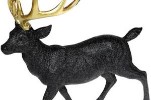 Фигура декоративная «Олень с золотыми рогами» 39х18х39см, черный с глиттером