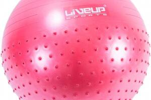 Фитбол массажный с насосом LiveUP HALF MASSAGE BALL красный 65см/1000гр LS3569