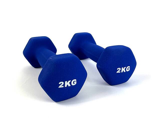 Гантели для фитнеса NEO-SPORT 2 кг. x 2 шт., металл с виниловым покрытием (синий)
