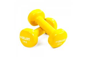 Гантели для фитнеса с виниловым покрытием Zelart Beauty TA-5225-3 yellow (SKL0347)