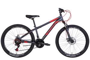 Горный велосипед 26' Discovery RIDER AM DD 2022 13' Темно-серебристый с красным