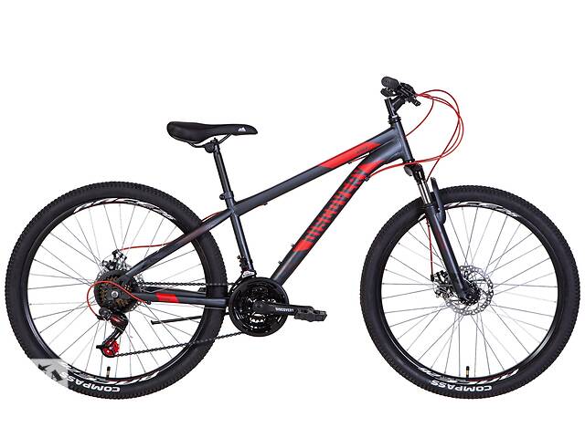 Горный велосипед 26' Discovery RIDER AM DD 2022 16' Темно-серебристый с красным