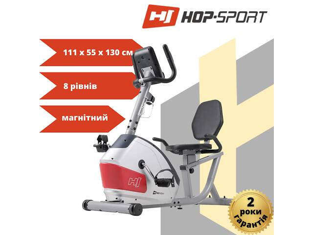Горизонтальный велотренажер магнитный Hop-Sport HS-035L Solo серебристый, до 135 кг, домашний