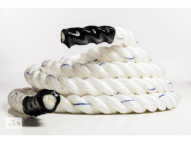 Канат тренировочный для кроссфита 9м Battle Rope White WCG 50х9