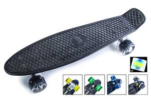 Классический пенниборд (Penny Board) с подсветкой колес Черный