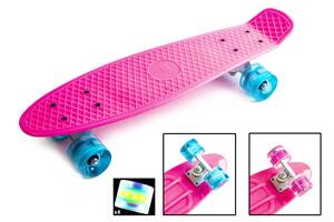 Классический пенниборд (Penny Board) с подсветкой колес Розовый