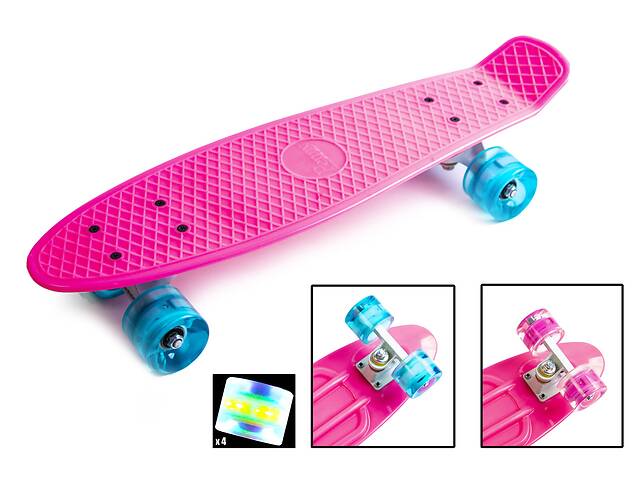 Классический пенниборд (Penny Board) с подсветкой колес Розовый