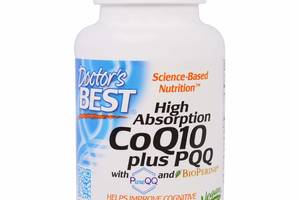 Коэнзим Doctor's Best, CoQ10 плюс PQQ, High Absorption CoQ10, 60 капсул (19846)