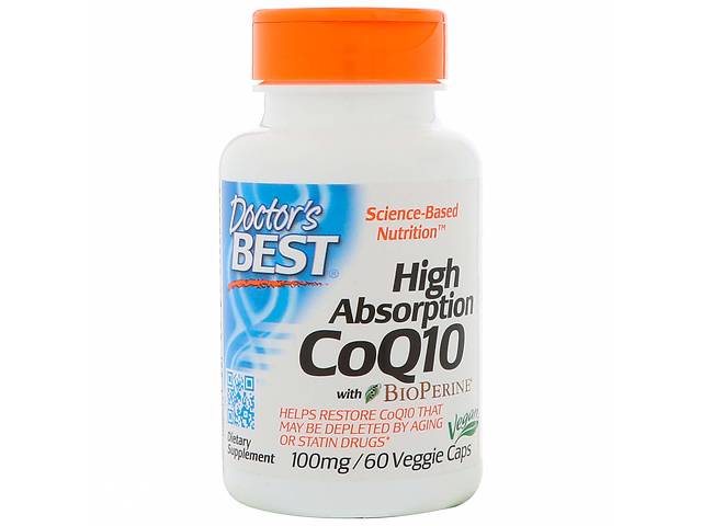 Коэнзим Doctor's Best, Q10, CoQ10 with BioPerine, биоперин, 100 мг, 60 ...